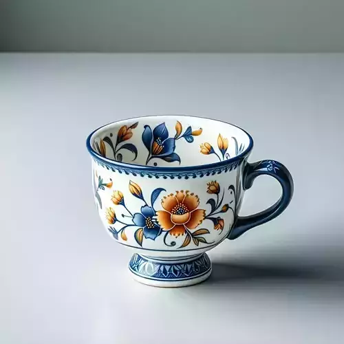 Vintage Porcelain Teacup 3D Model