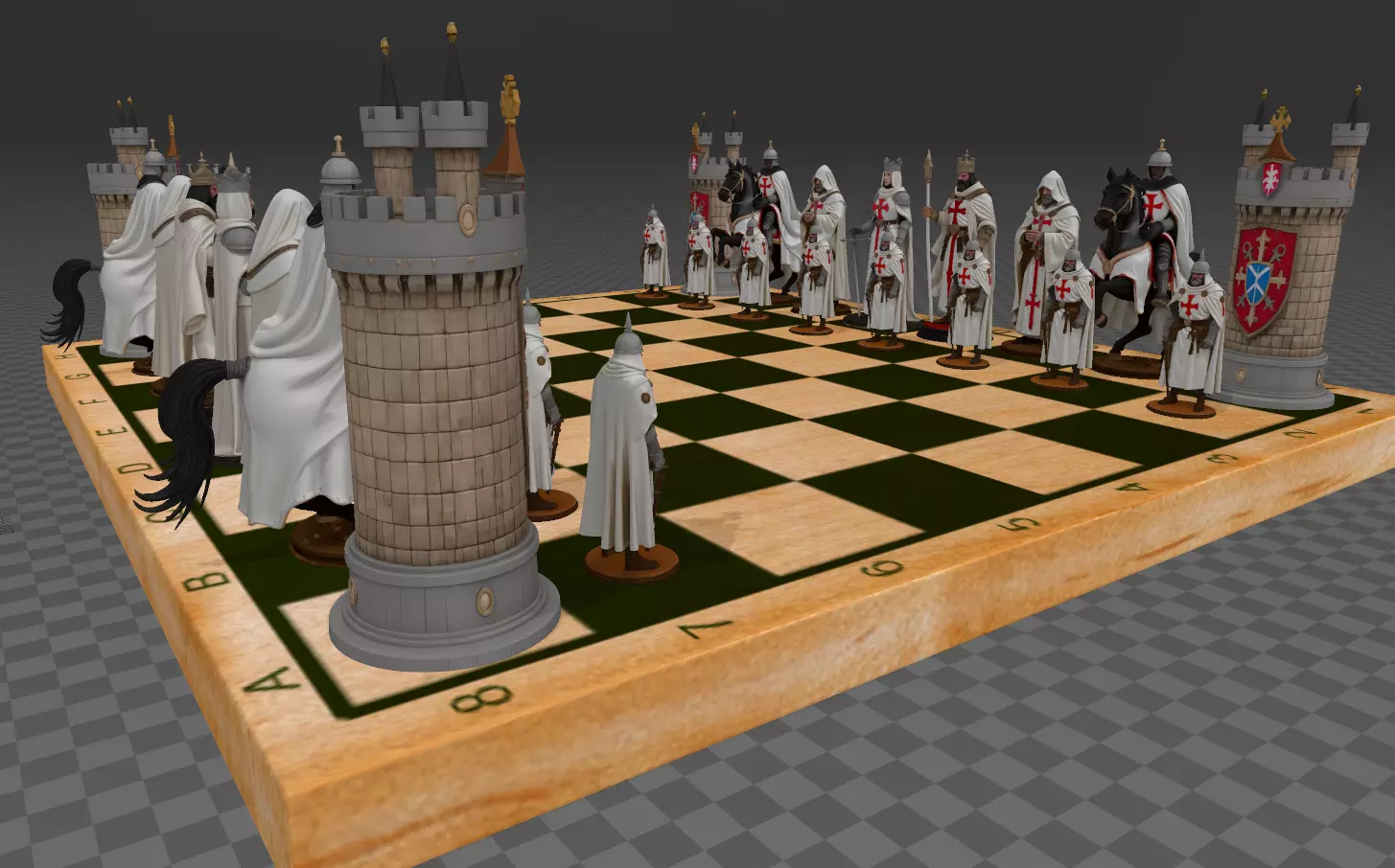 AJEDREZ TEMPLARIO 3D print model_1