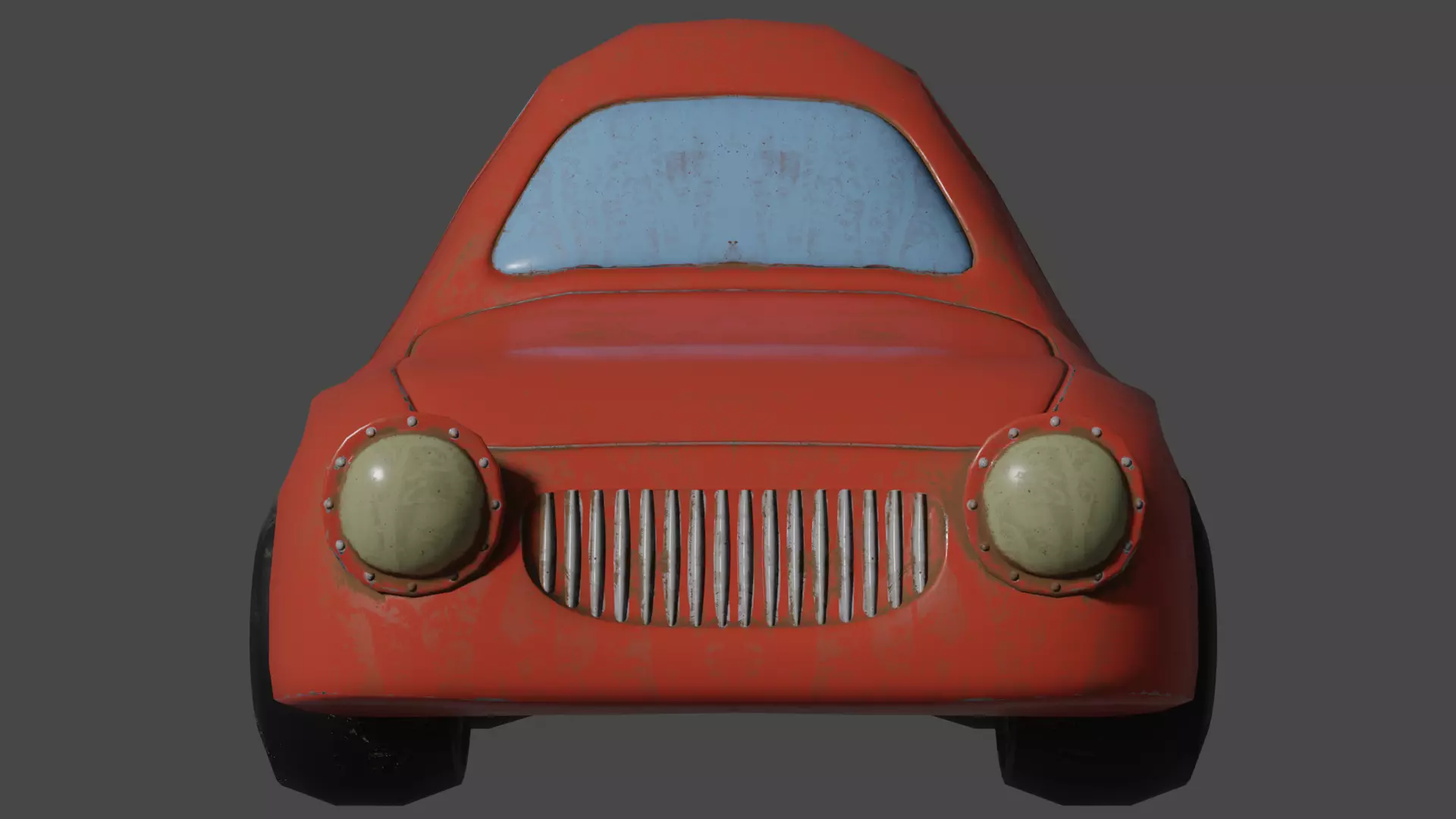 Red Cartoon Car Low-poly 3D model_4
