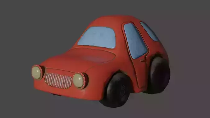 Red Cartoon Car Low-poly 3D model
