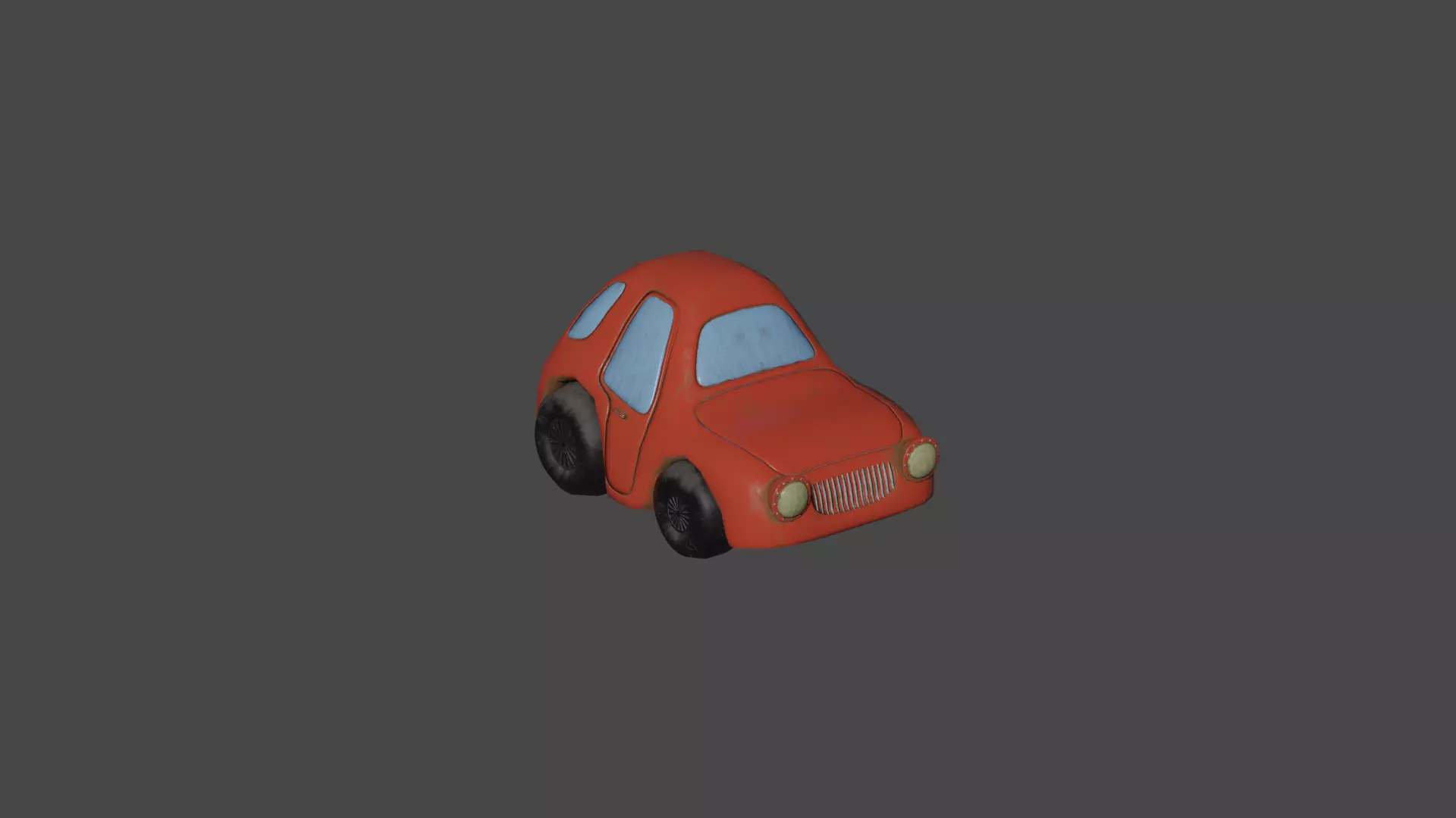 Red Cartoon Car Low-poly 3D model_1