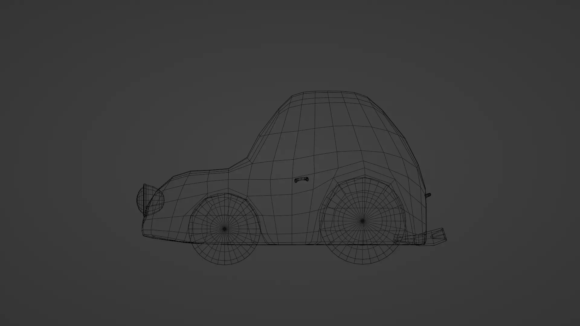 Red Cartoon Car Low-poly 3D model_6
