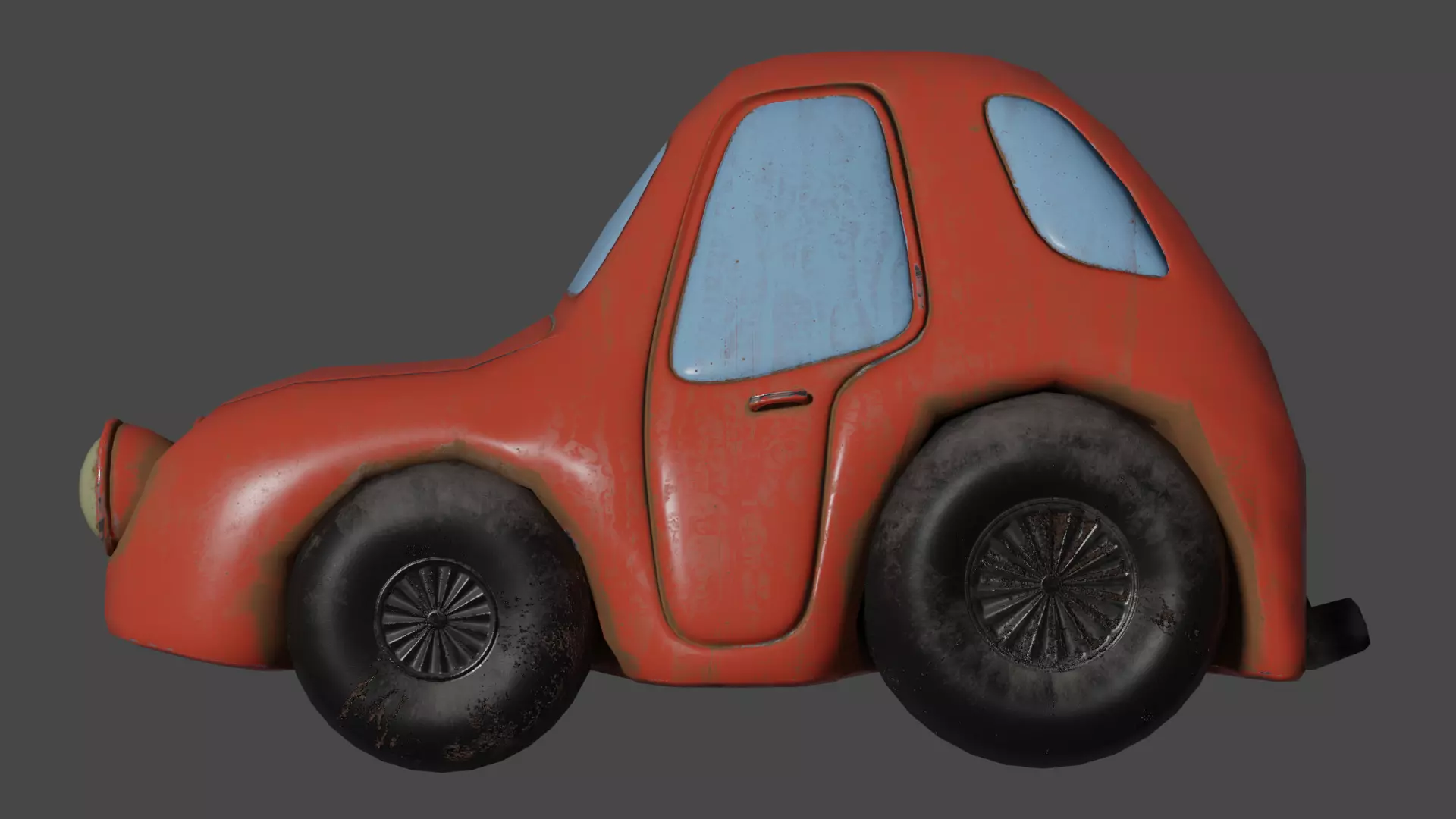 Red Cartoon Car Low-poly 3D model_5