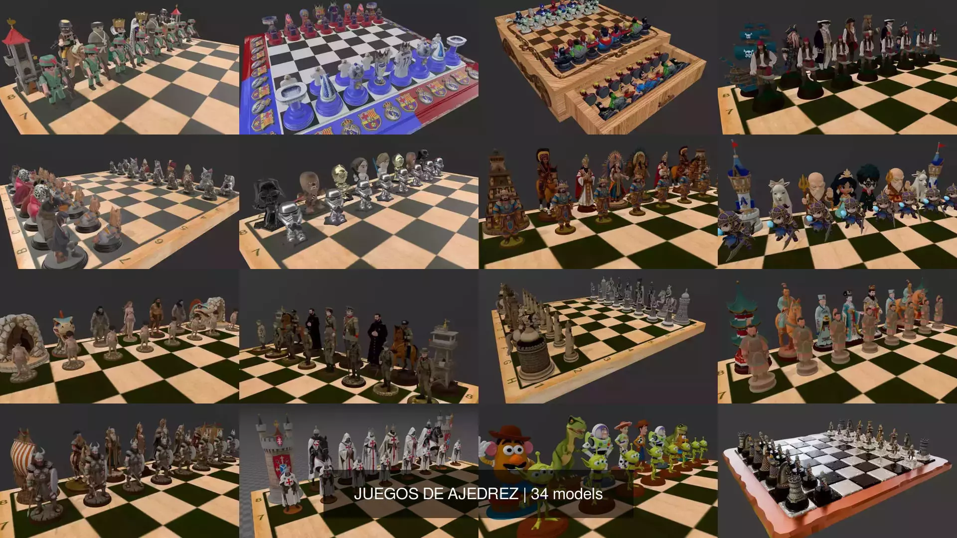 JUEGOS DE AJEDREZ 3D Model Collection_2