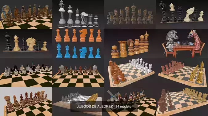 JUEGOS DE AJEDREZ 3D Model Collection
