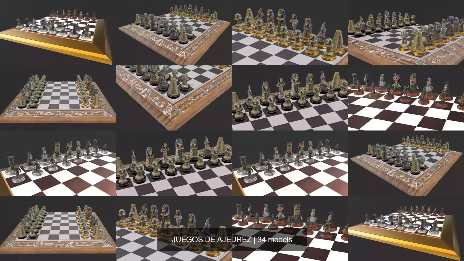 JUEGOS DE AJEDREZ 3D Model Collection_4