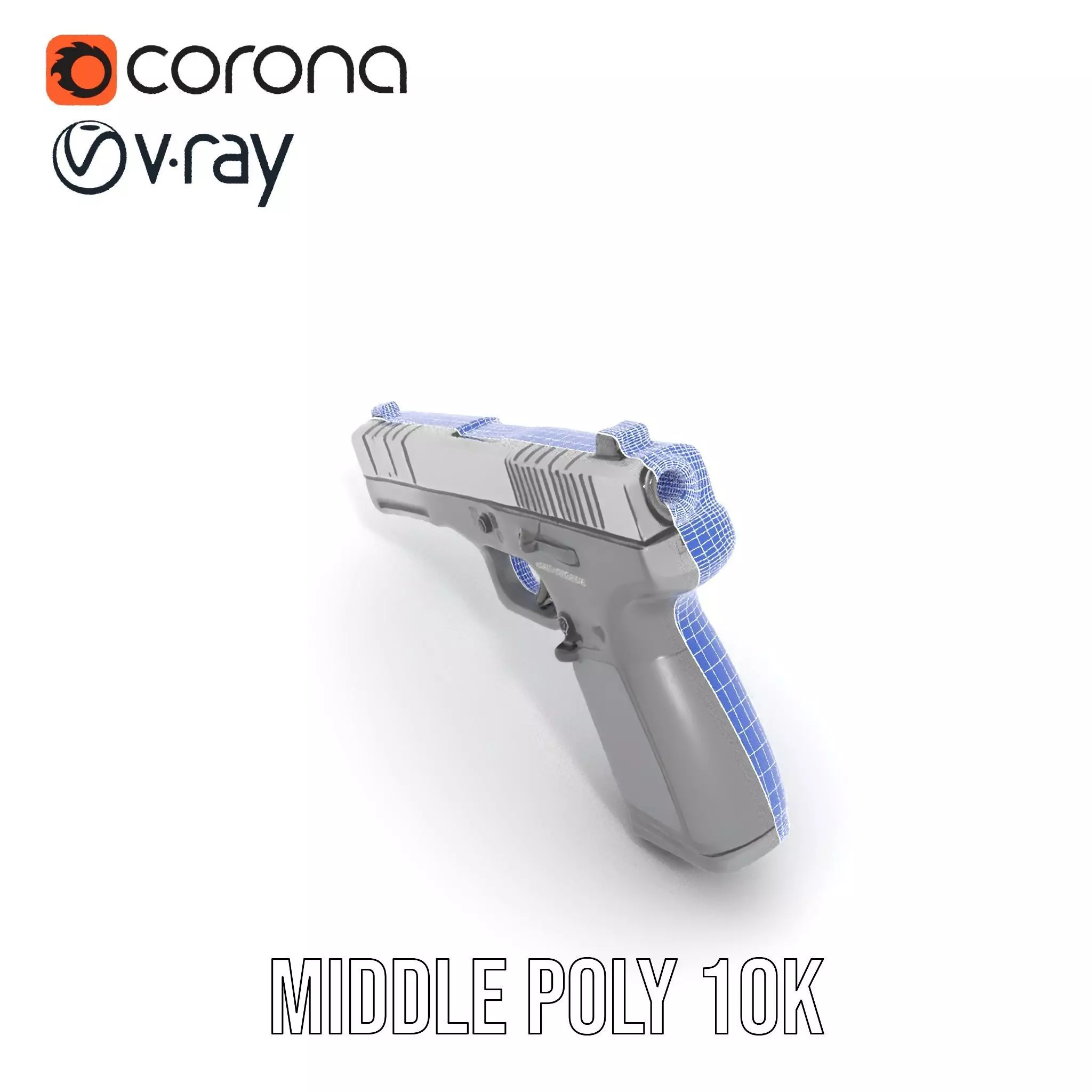 Matte Black Handgun model pack Low-poly 3D model_11