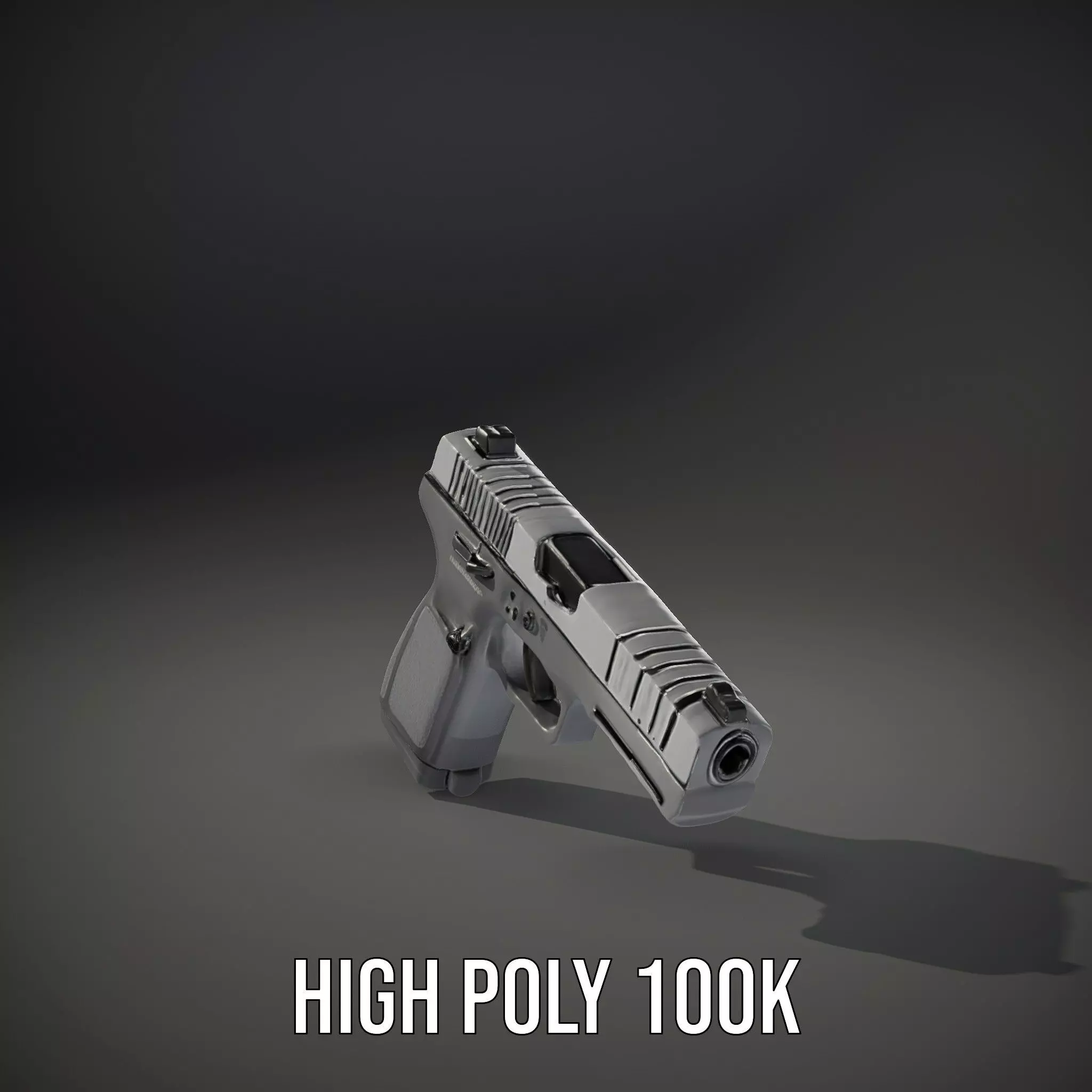 Matte Black Handgun model pack Low-poly 3D model_8