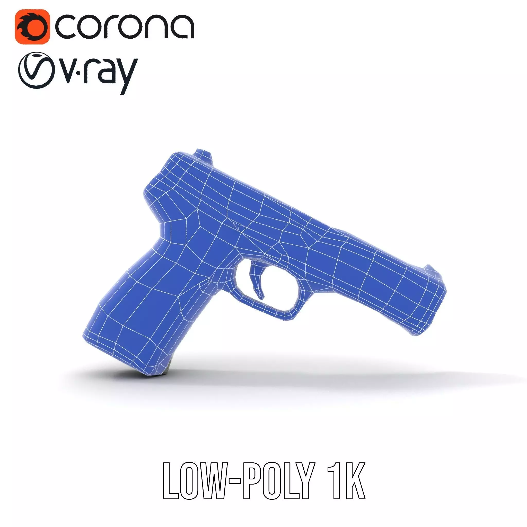 Matte Black Handgun model pack Low-poly 3D model_27