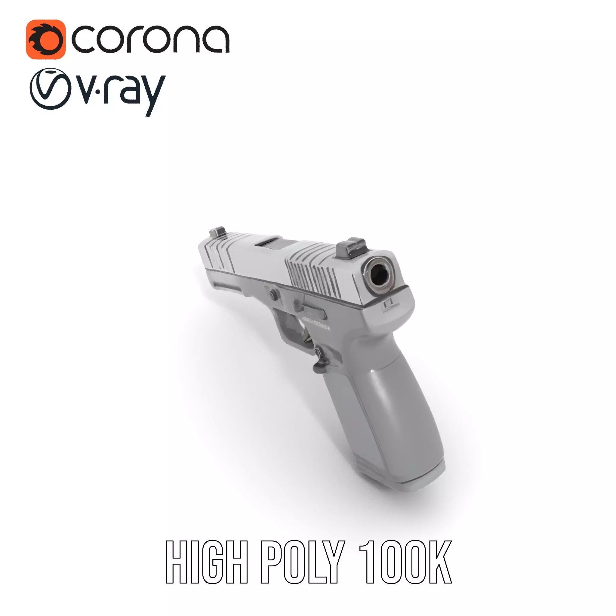 Matte Black Handgun model pack Low-poly 3D model_25