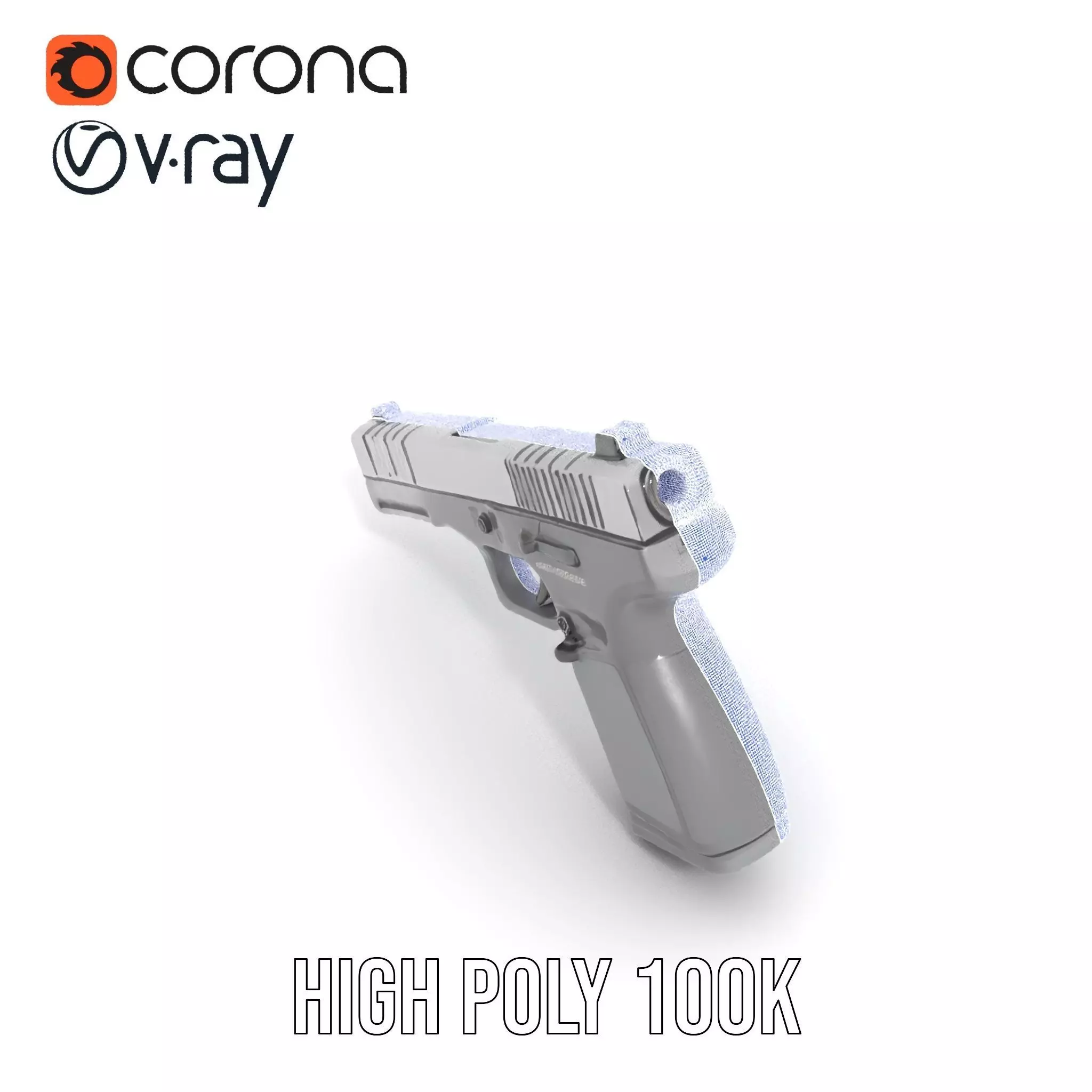 Matte Black Handgun model pack Low-poly 3D model_31