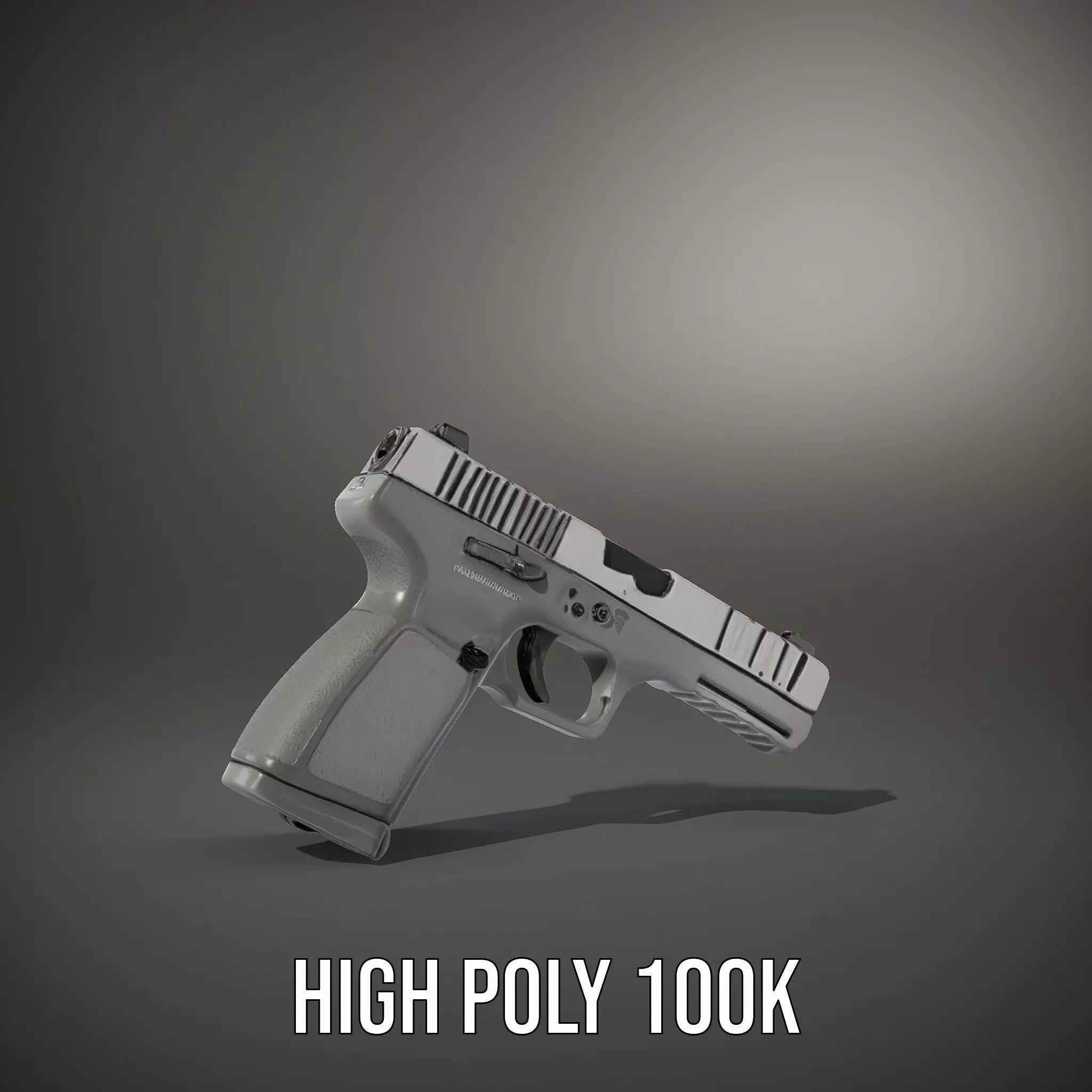 Matte Black Handgun model pack Low-poly 3D model_10