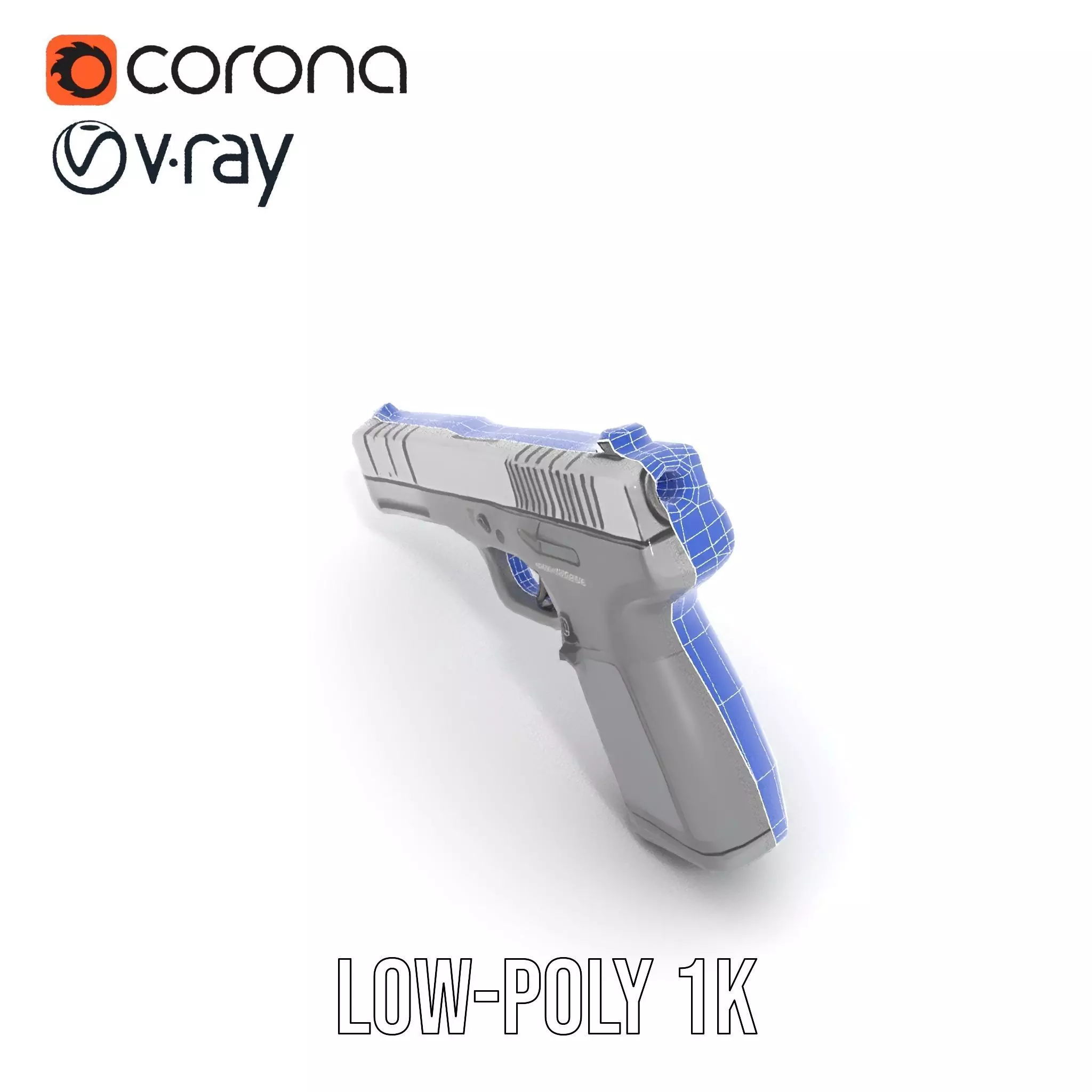 Matte Black Handgun model pack Low-poly 3D model_30