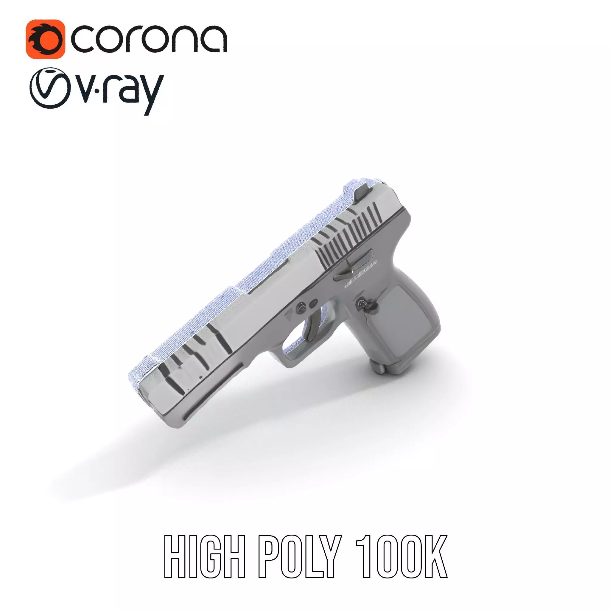 Matte Black Handgun model pack Low-poly 3D model_32