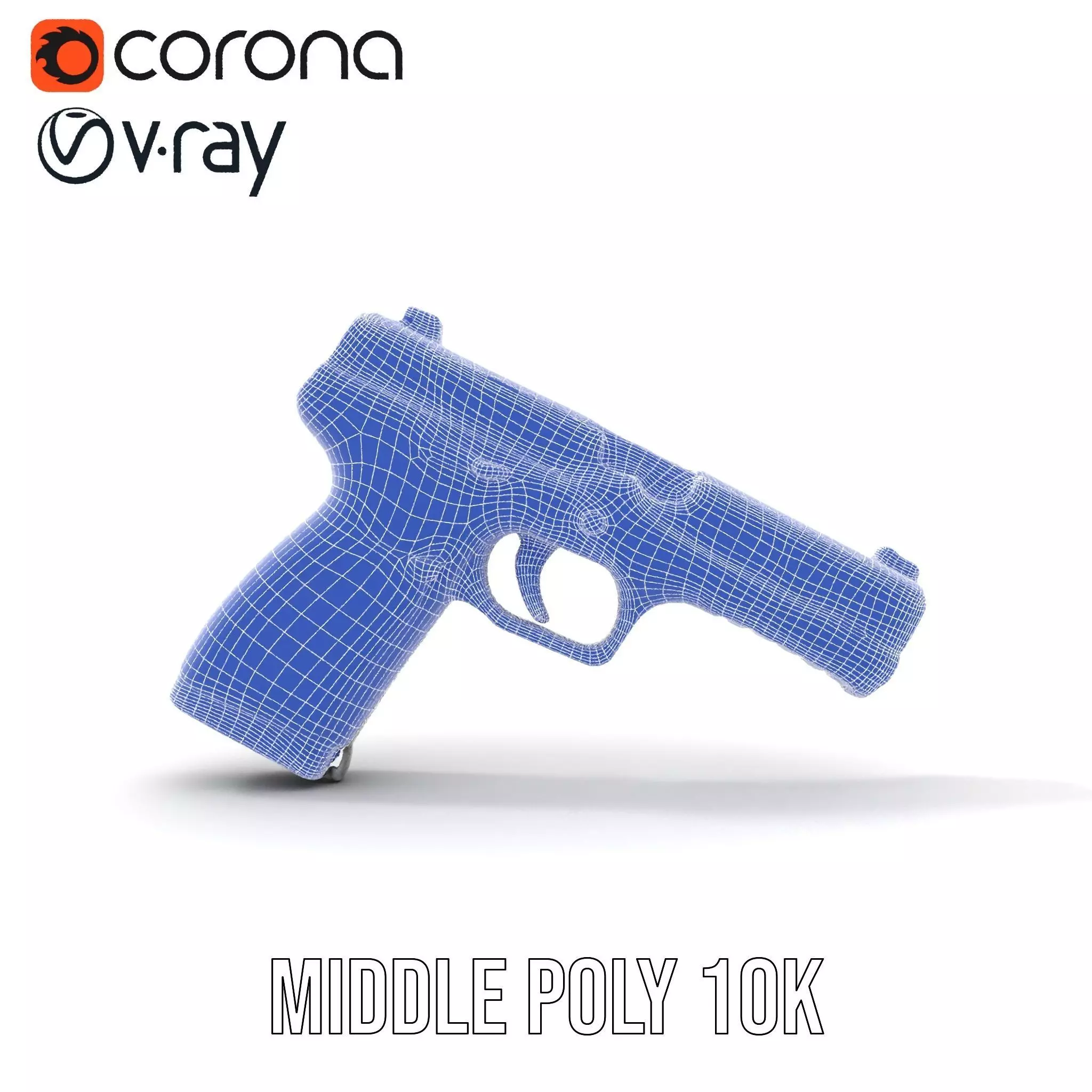 Matte Black Handgun model pack Low-poly 3D model_26