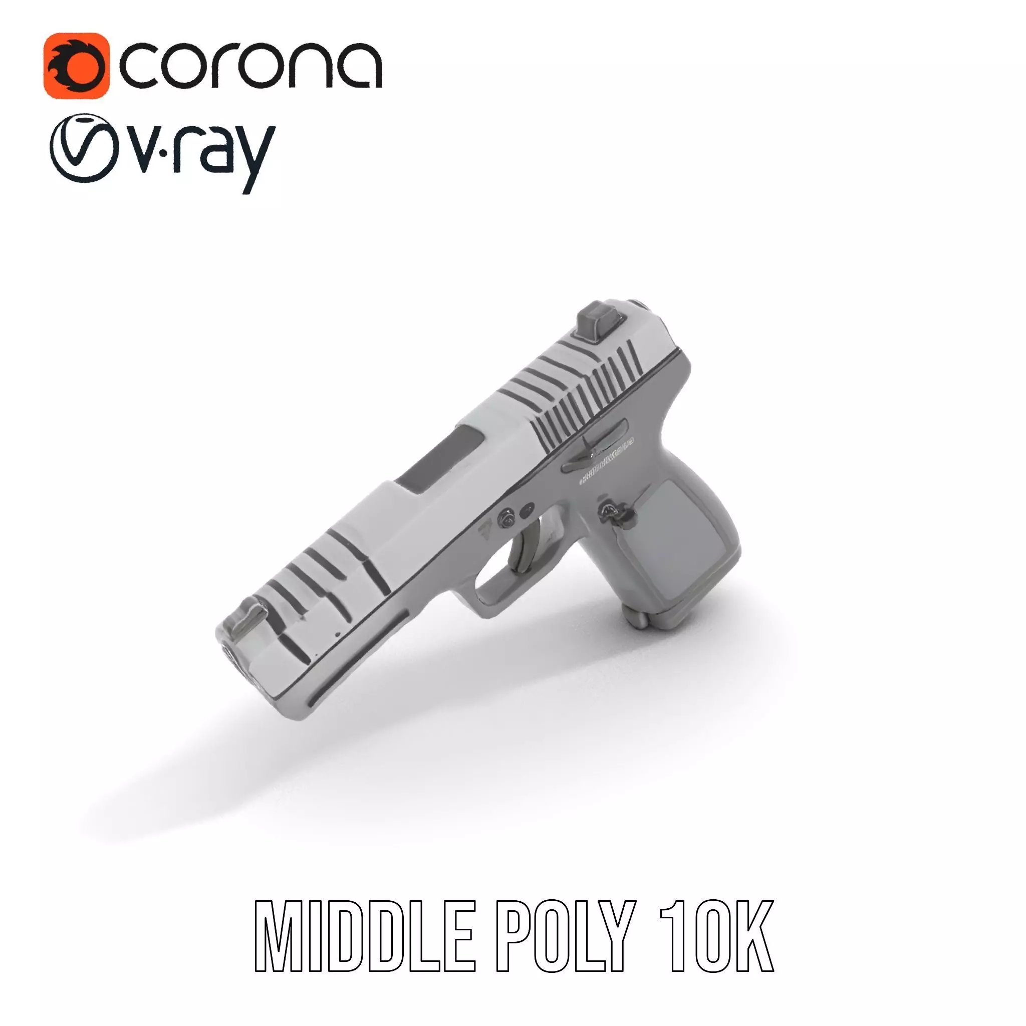 Matte Black Handgun model pack Low-poly 3D model_6