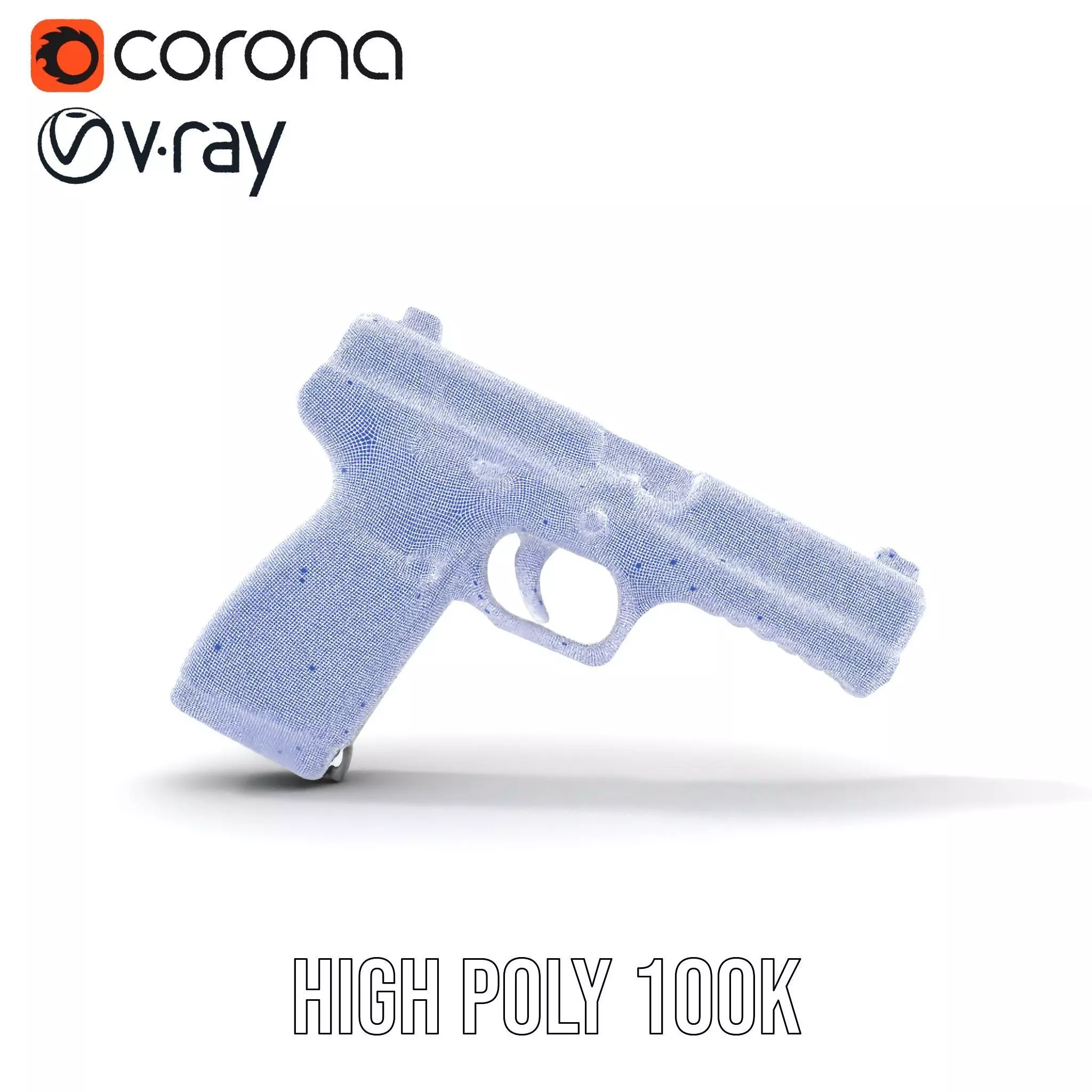 Matte Black Handgun model pack Low-poly 3D model_33