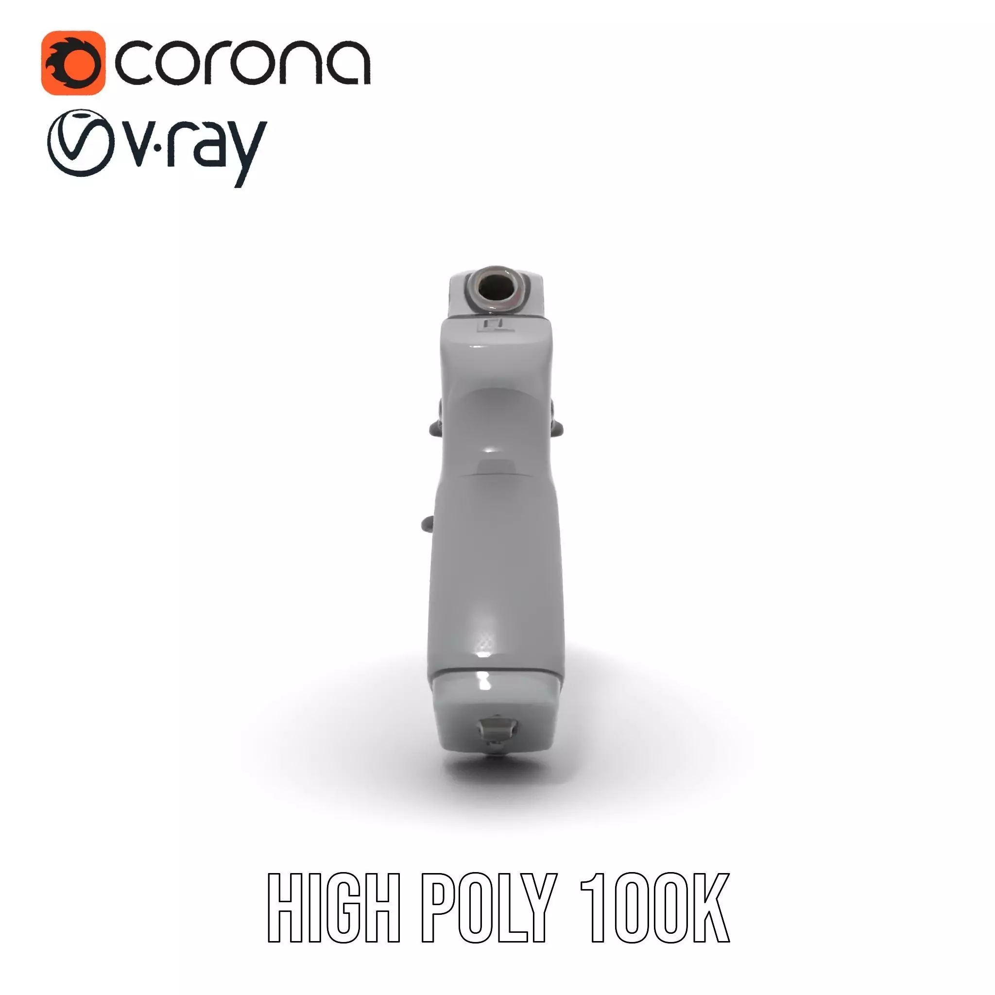 Matte Black Handgun model pack Low-poly 3D model_28