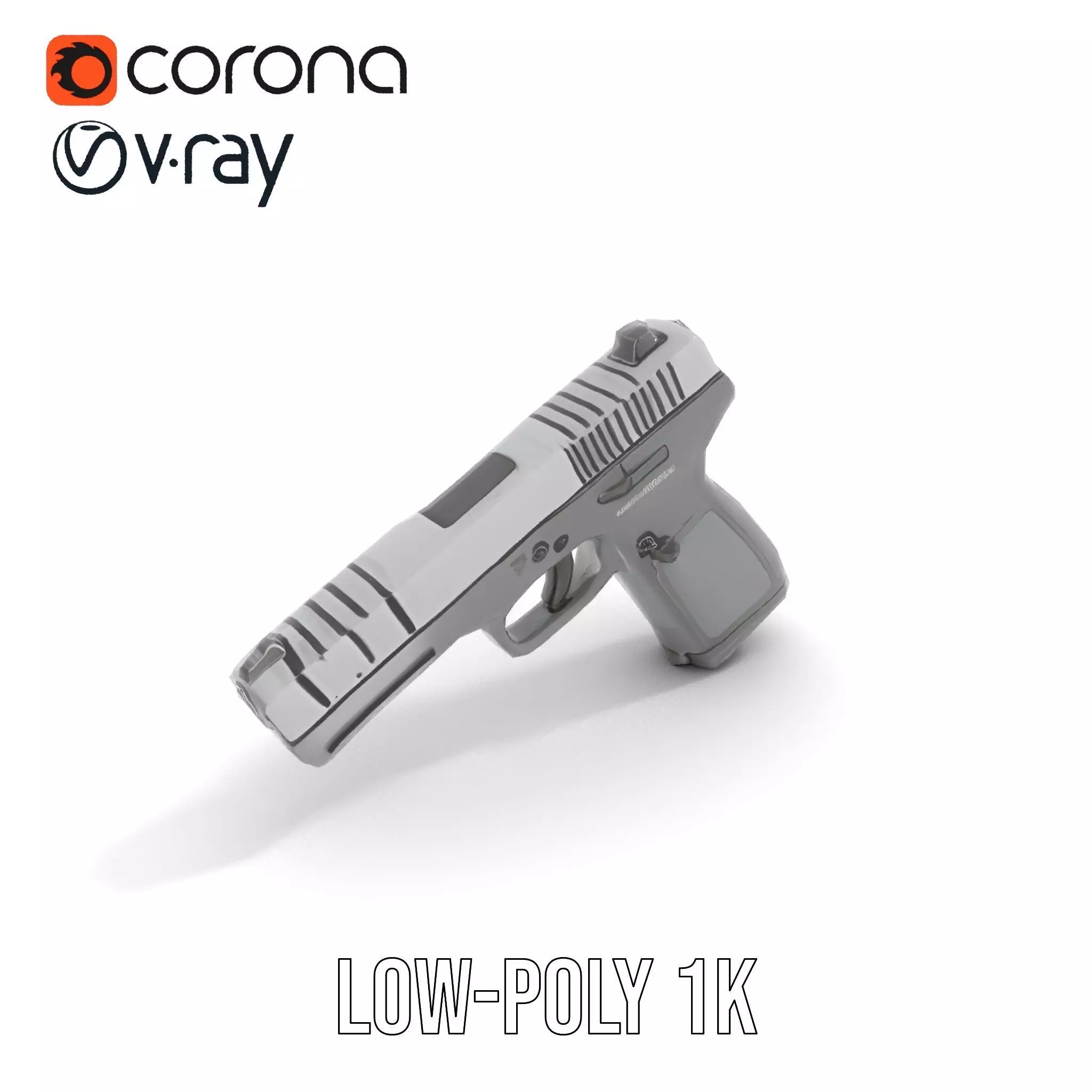 Matte Black Handgun model pack Low-poly 3D model_14