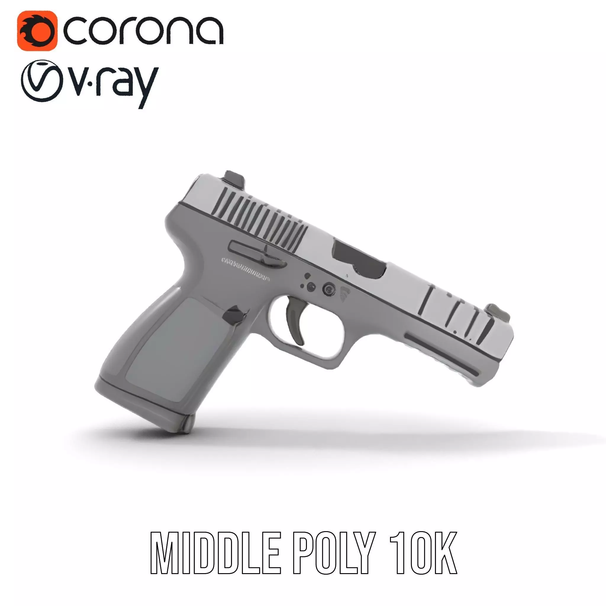 Matte Black Handgun model pack Low-poly 3D model_21