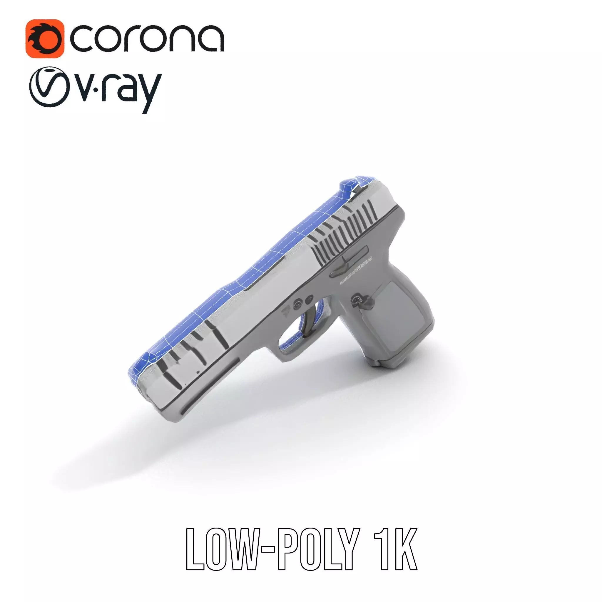 Matte Black Handgun model pack Low-poly 3D model_24