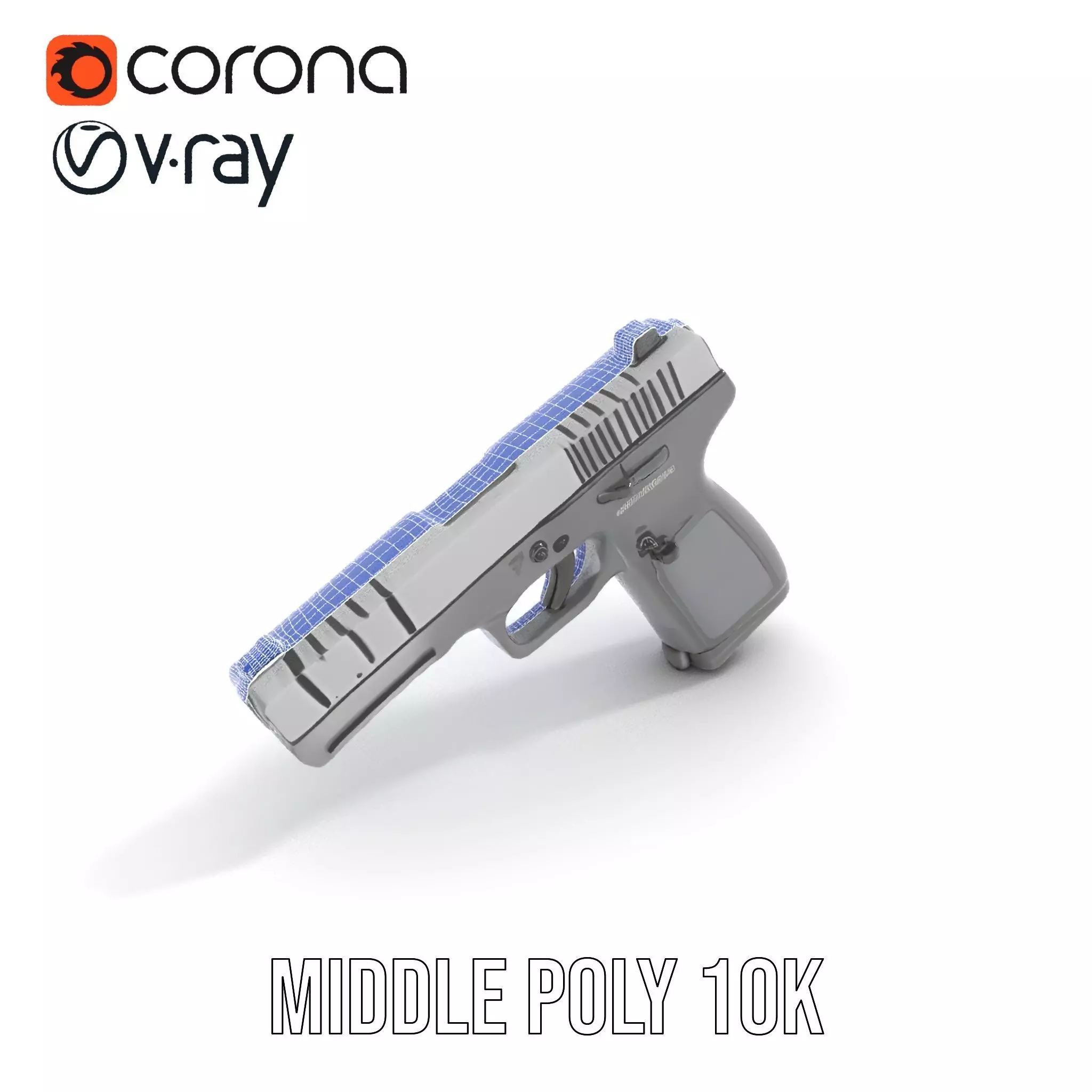 Matte Black Handgun model pack Low-poly 3D model_18