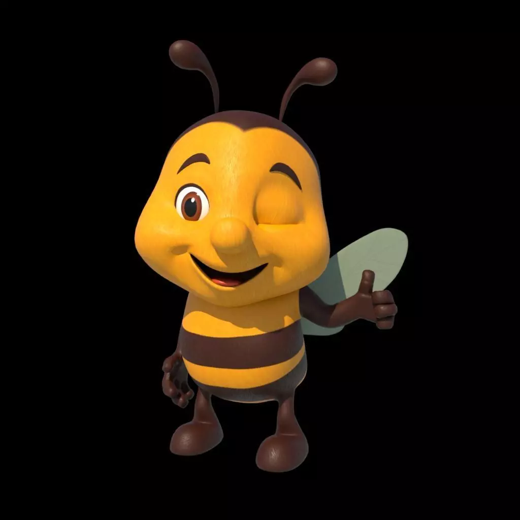 Rigged Cartoonish Bee Low-poly 3D model_0