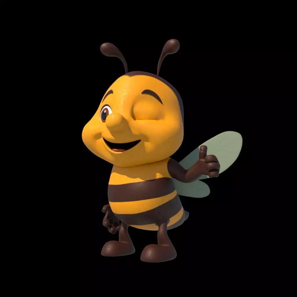 Rigged Cartoonish Bee Low-poly 3D model_3