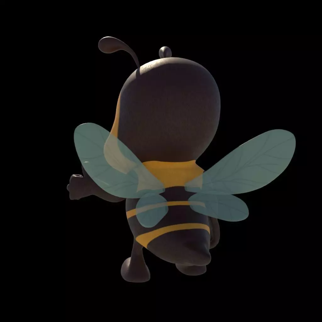 Rigged Cartoonish Bee Low-poly 3D model_2