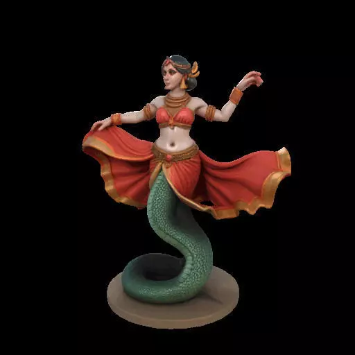 2037Indian Serpent Woman Dancer on Pedestal  magic 3D print model_28