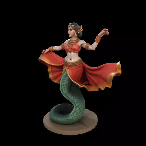 2037Indian Serpent Woman Dancer on Pedestal  magic 3D print model_27