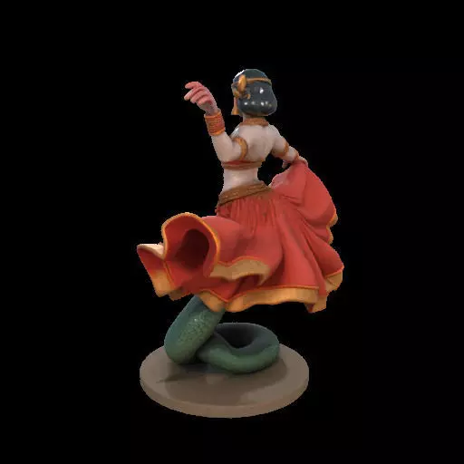 2037Indian Serpent Woman Dancer on Pedestal  magic 3D print model_19