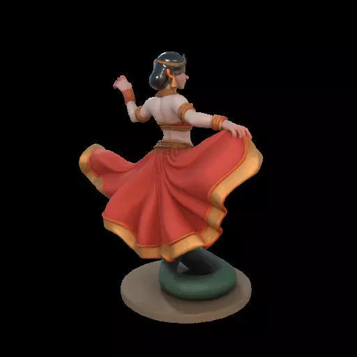 2037Indian Serpent Woman Dancer on Pedestal  magic 3D print model_9