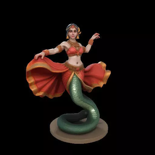 2037Indian Serpent Woman Dancer on Pedestal  magic 3D print model_29