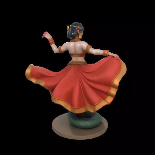 2037Indian Serpent Woman Dancer on Pedestal  magic 3D print model_11