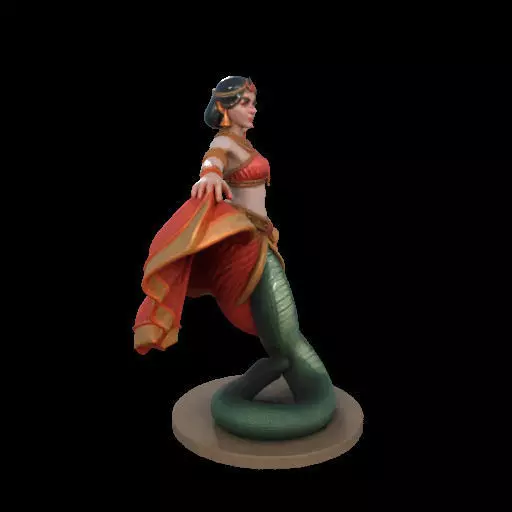 2037Indian Serpent Woman Dancer on Pedestal  magic 3D print model_33