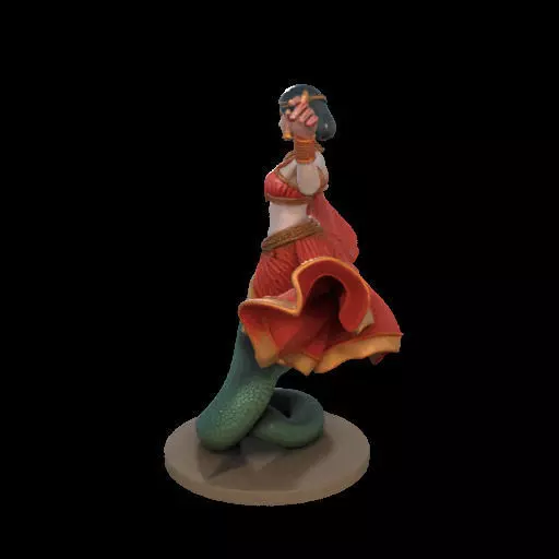 2037Indian Serpent Woman Dancer on Pedestal  magic 3D print model_21