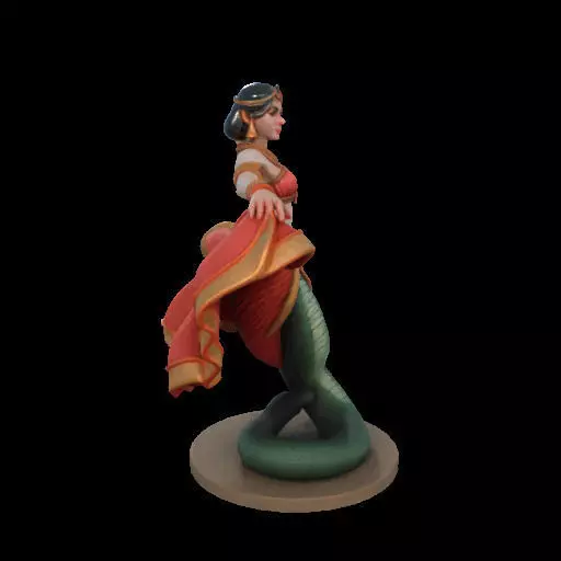 2037Indian Serpent Woman Dancer on Pedestal  magic 3D print model_34