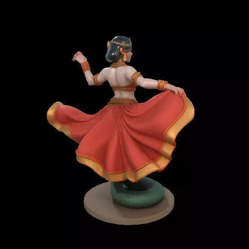 2037Indian Serpent Woman Dancer on Pedestal  magic 3D print model_10
