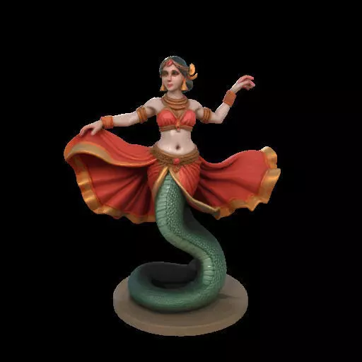 2037Indian Serpent Woman Dancer on Pedestal  magic 3D print model_7