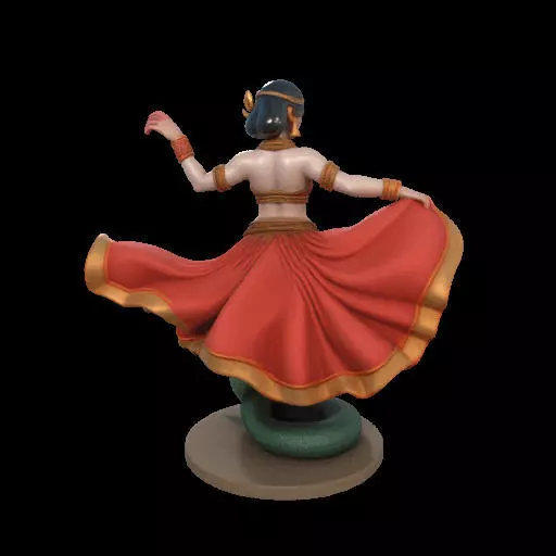 2037Indian Serpent Woman Dancer on Pedestal  magic 3D print model_12