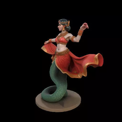 2037Indian Serpent Woman Dancer on Pedestal  magic 3D print model_25