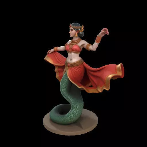 2037Indian Serpent Woman Dancer on Pedestal  magic 3D print model_26