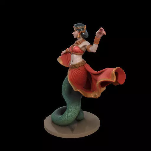 2037Indian Serpent Woman Dancer on Pedestal  magic 3D print model_24