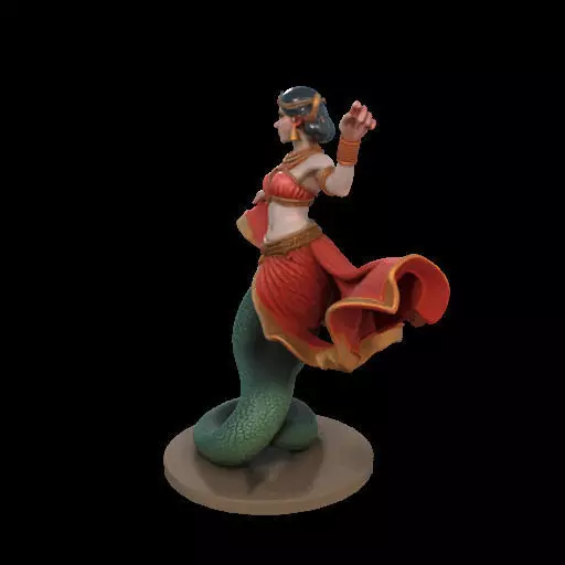 2037Indian Serpent Woman Dancer on Pedestal  magic 3D print model_23