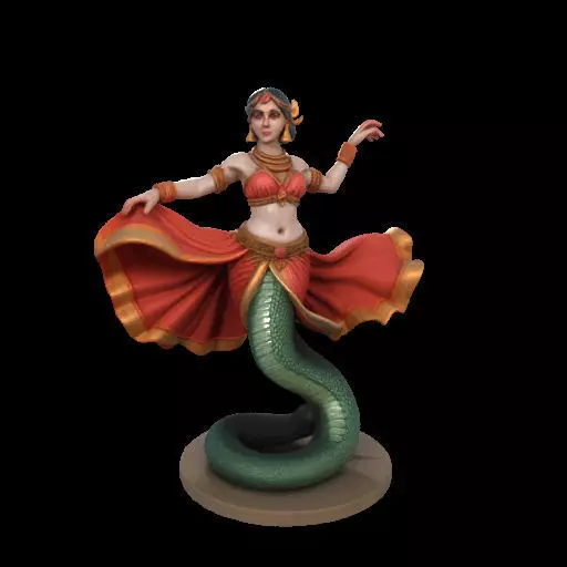 2037Indian Serpent Woman Dancer on Pedestal  magic 3D print model_18