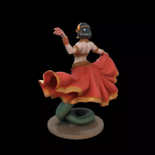 2037Indian Serpent Woman Dancer on Pedestal  magic 3D print model_17