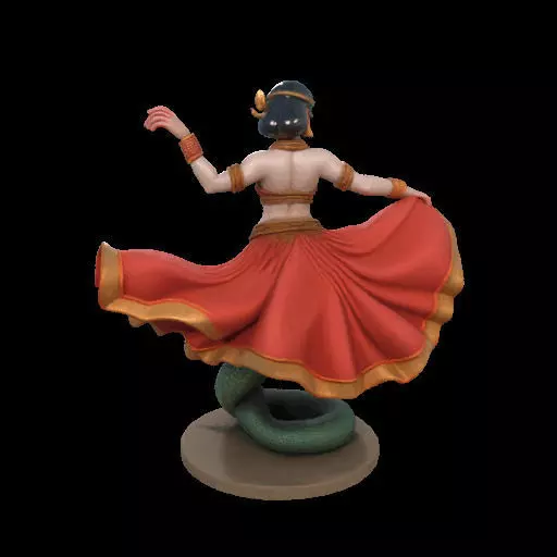 2037Indian Serpent Woman Dancer on Pedestal  magic 3D print model_14