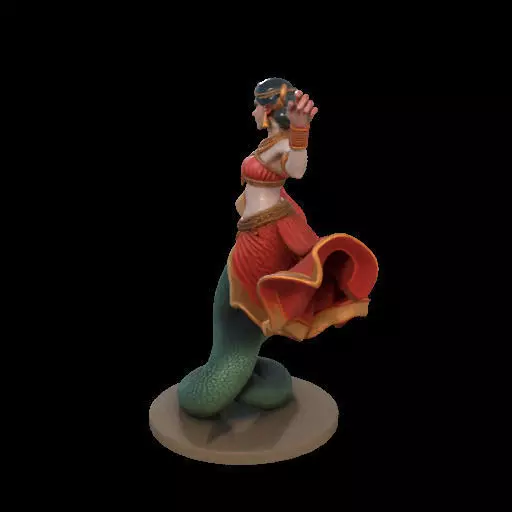 2037Indian Serpent Woman Dancer on Pedestal  magic 3D print model_22