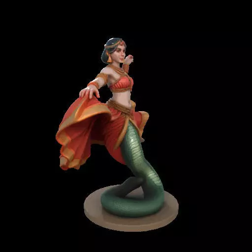 2037Indian Serpent Woman Dancer on Pedestal  magic 3D print model_32